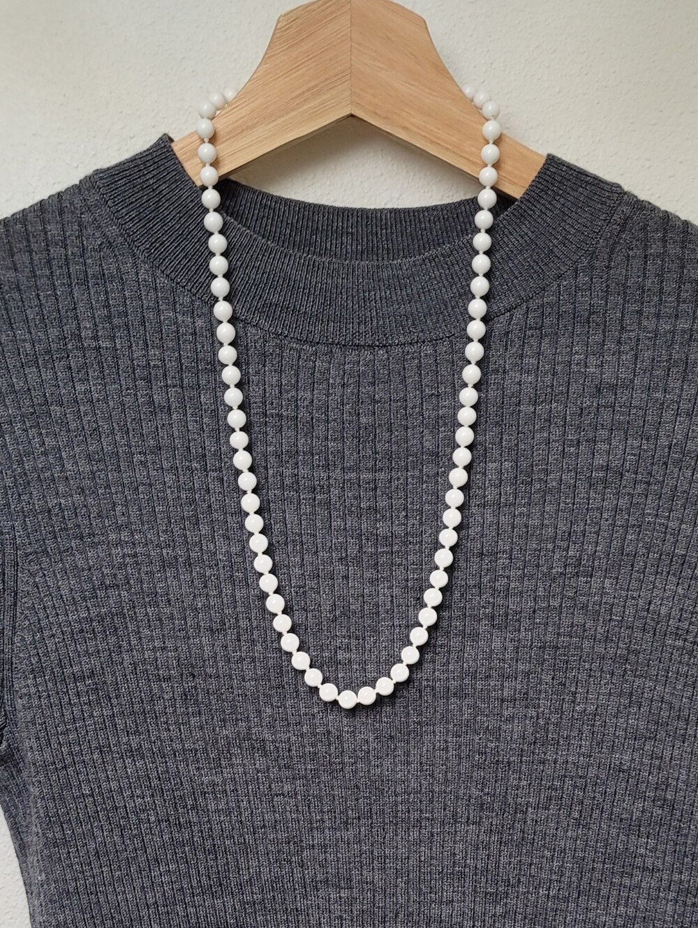 Monet Vintage 24.5" White Knotted Glass Bead Necklace